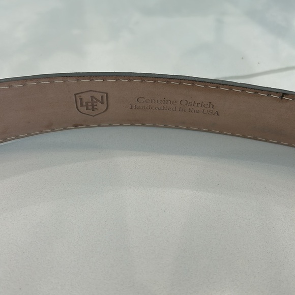 L.E.N Men's Gray Ostrich Belt - Smoke - Sz 36 - Picture 2 of 4
